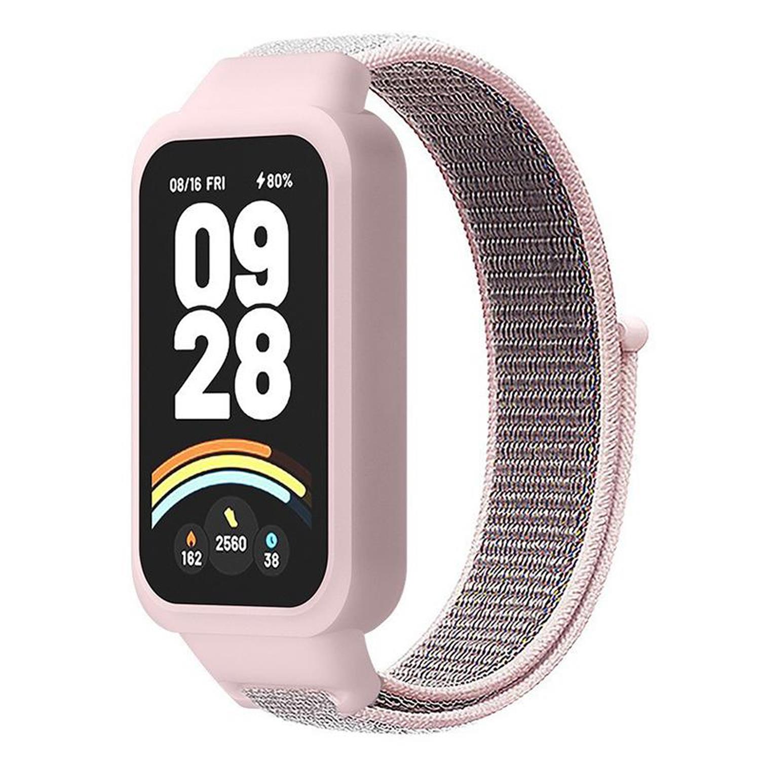 Microsonic Xiaomi Smart Band 9 Active Hasırlı Kordon Woven Sport Loop Pudra