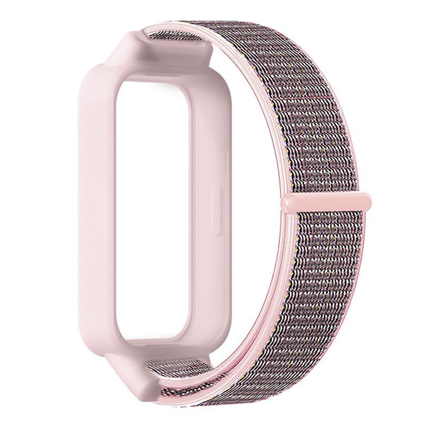 Microsonic Xiaomi Smart Band 9 Active Hasırlı Kordon Woven Sport Loop Pudra