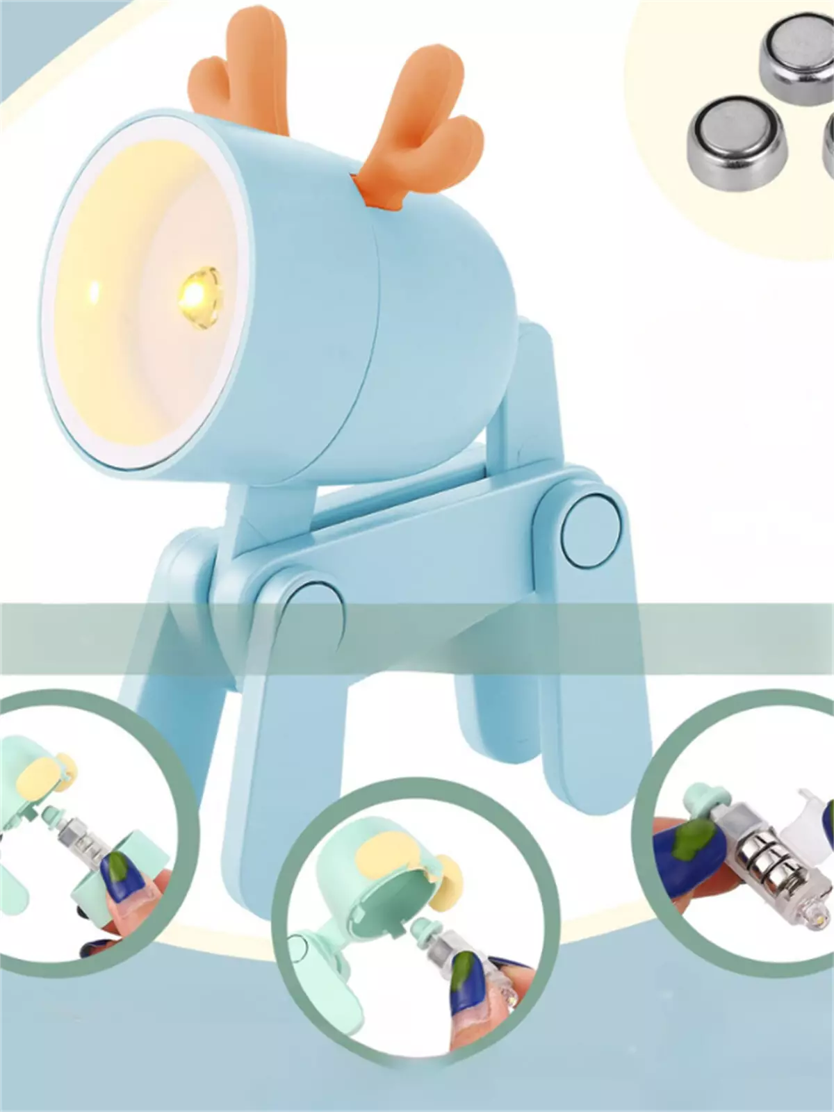 Mini Mavi Led Gece Lambası Sevimli Geyik Çocuklar Yatak Odası Başucu Oyuncak Masa Lambası