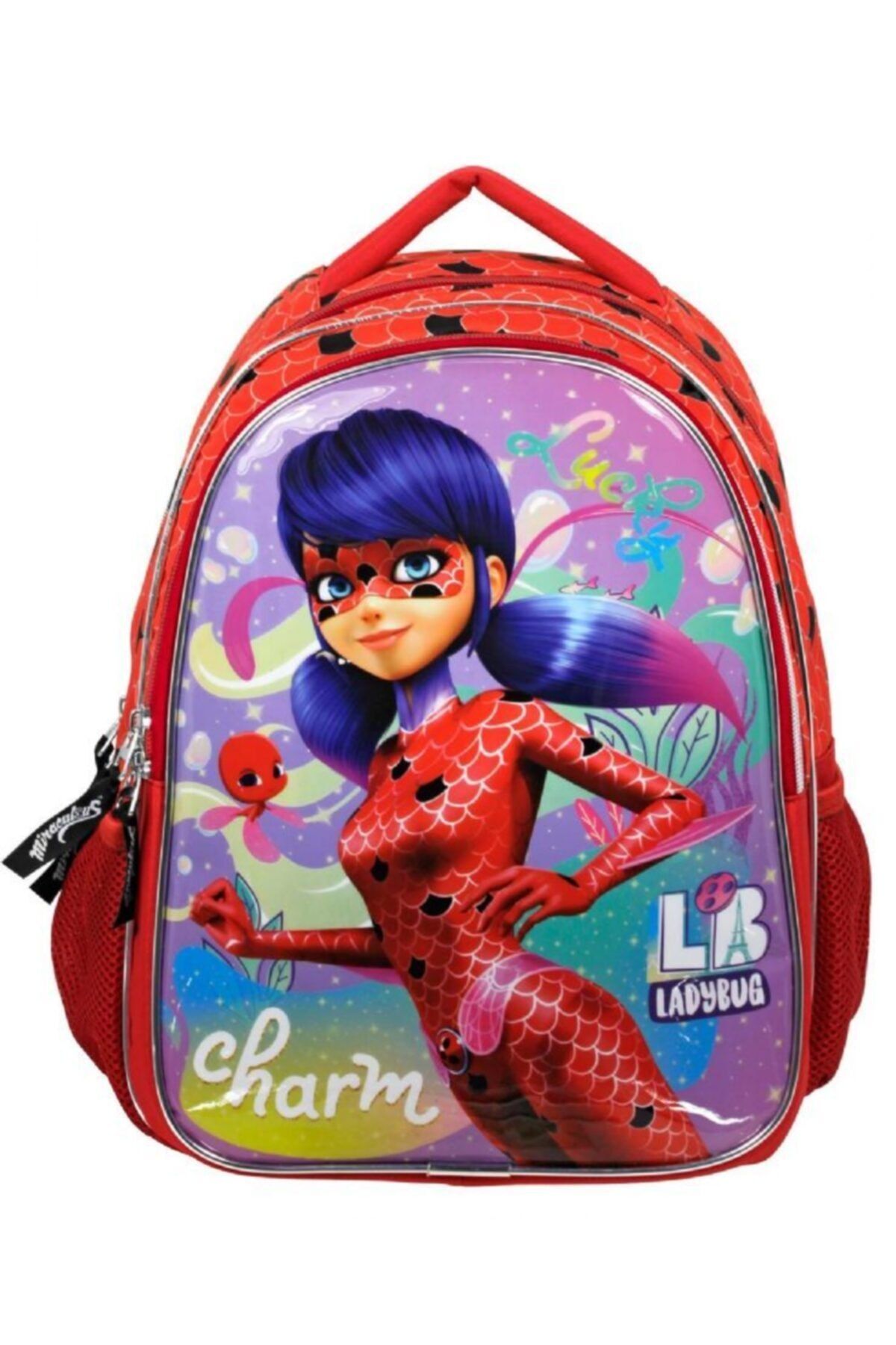 Miraculous Ladybug Baskılı Kırmızı-mor Günlük Ve Okul Sırt Çantası