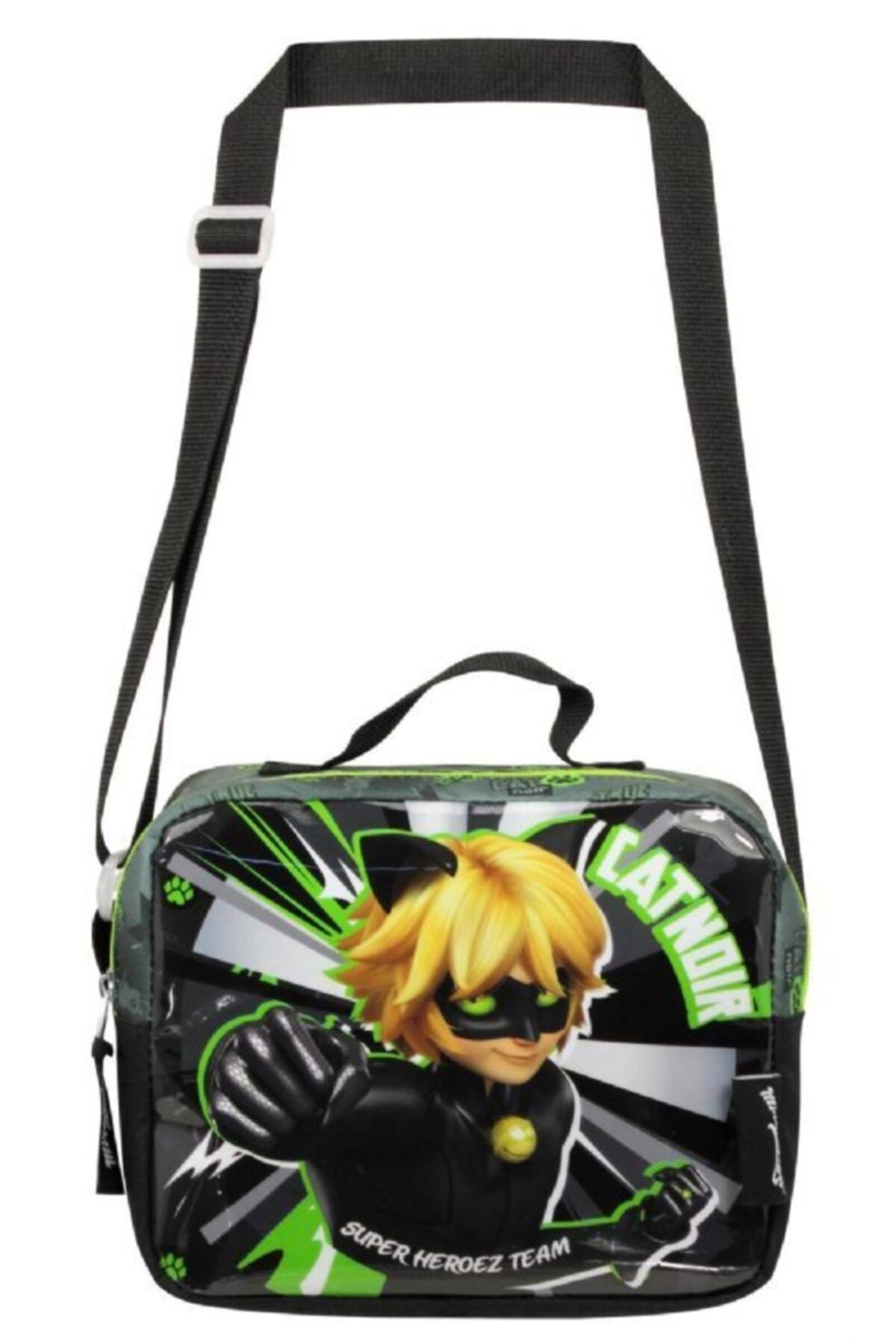 Miraculous Ladybug Cat Noir Siyah-yeşil Beslenme Çantası