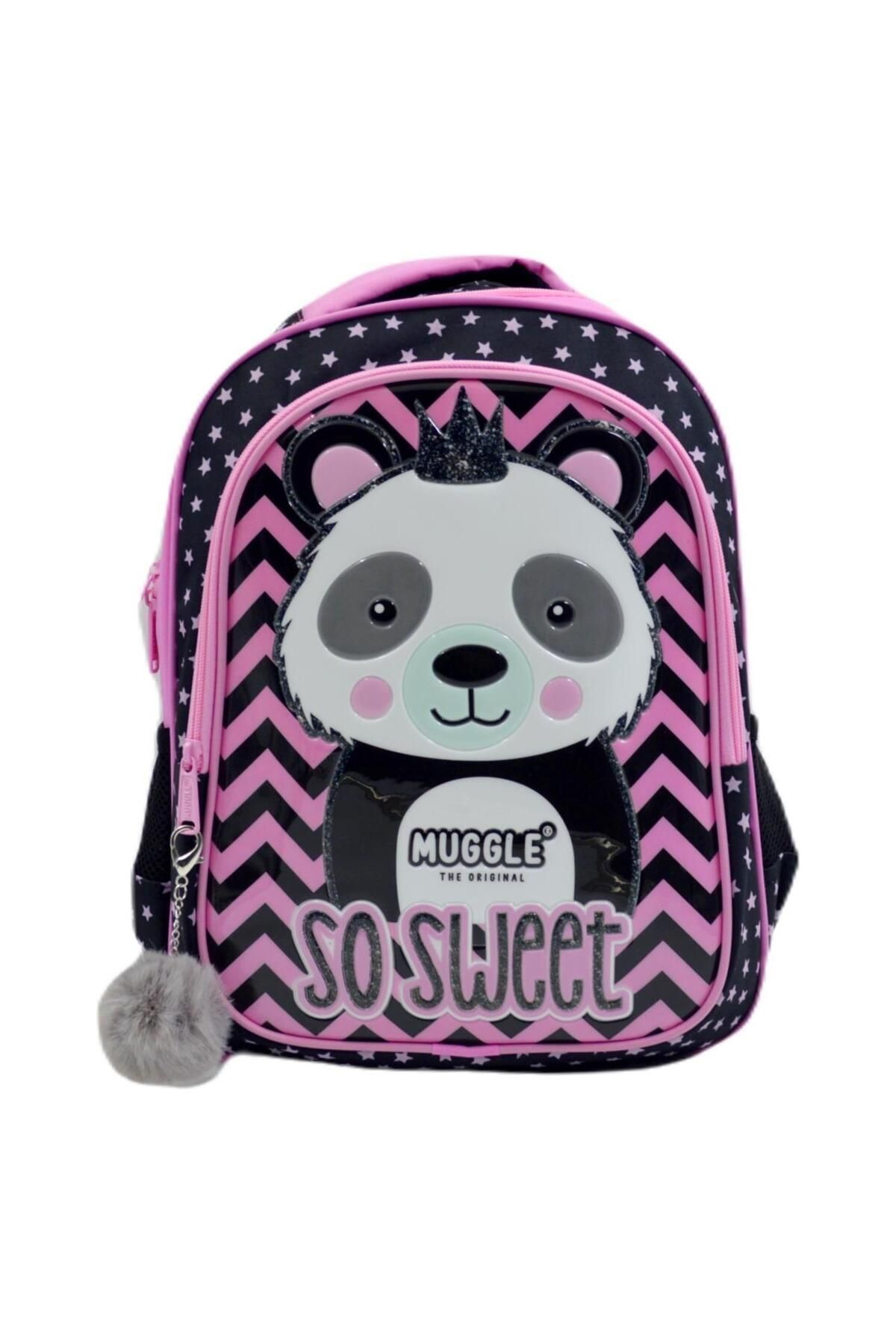 Okul Çantası Panda Siyah Iki Bölmeli Okul Sırt Çantası