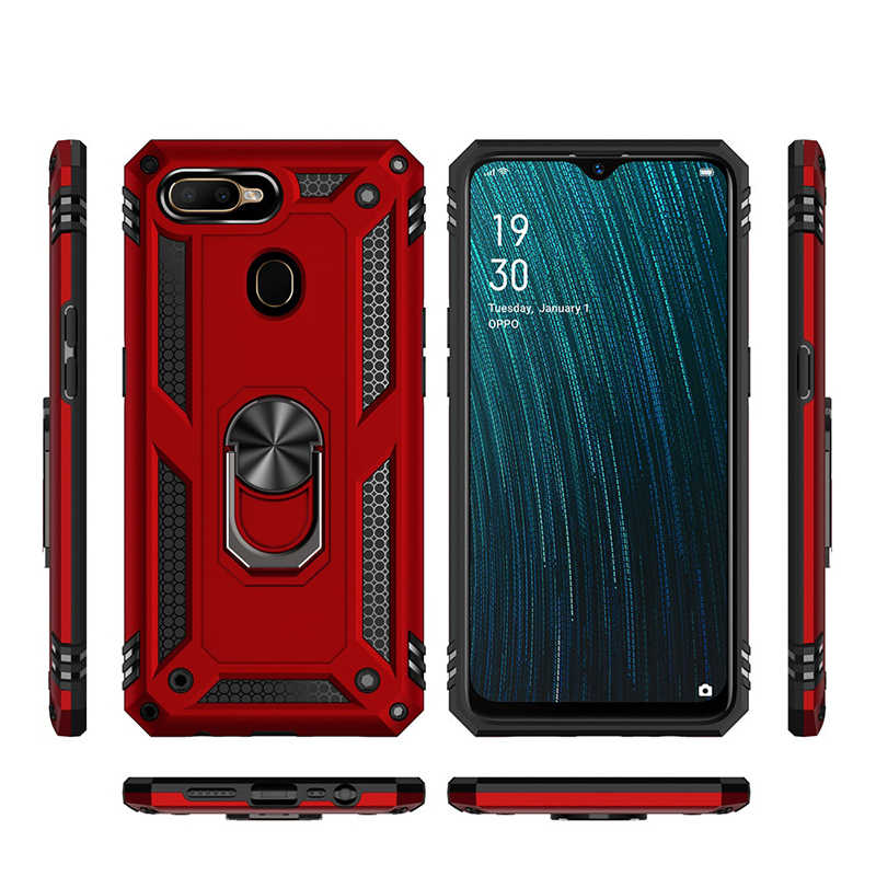 Oppo A5S Yüzüklü Standlı Manyetikli Armor Vega Zırh Kılıf