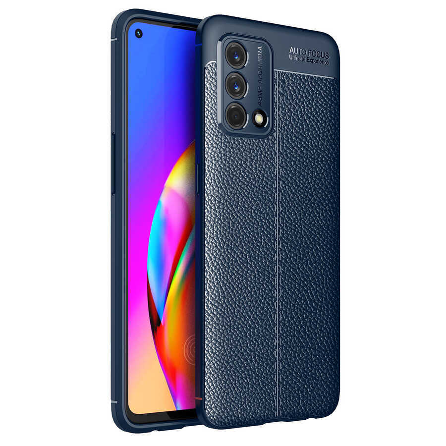 Oppo A74 4G Kılıf Kamera Korumalı Deri Görünümlü Silikon