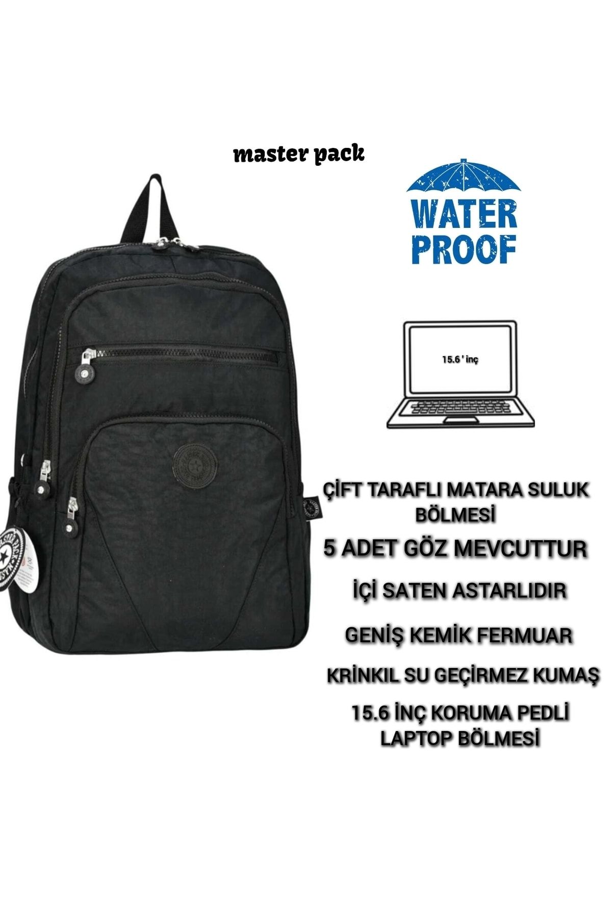 Orjinal Lisanslı Yeni Sezon Unisex 15,6 Inç Laptop Bölmeli Su Geçirmez Krinkıl Sırt Çantası