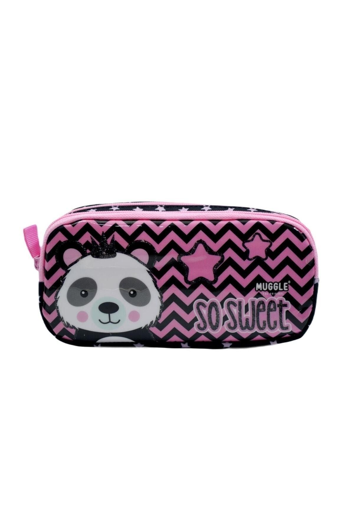 Panda Siyah 2 Gözlü Kalemlik Çantası (mu-7341)