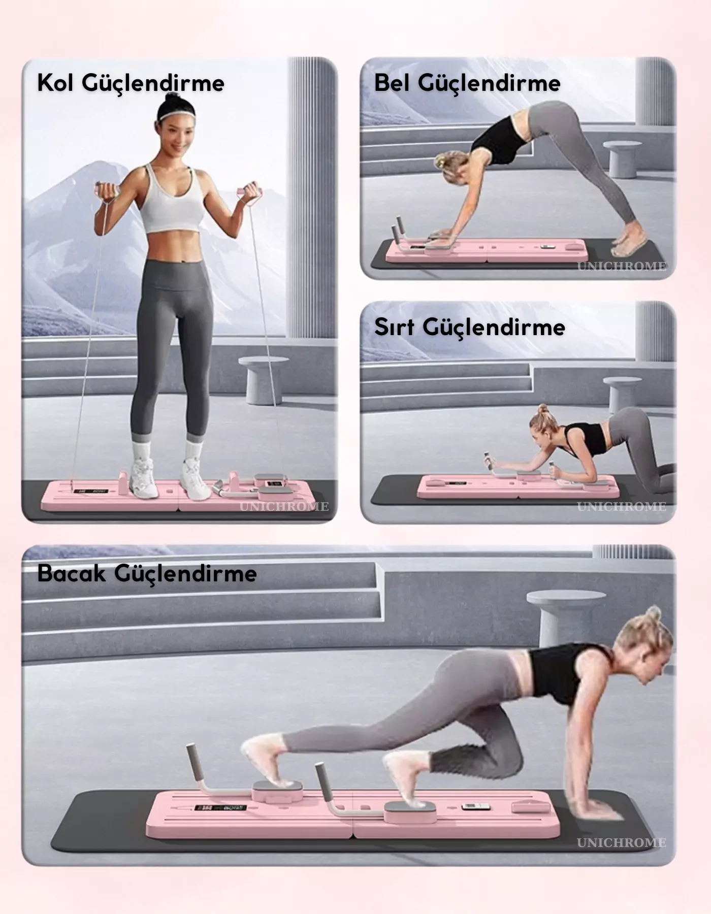 Pilates Aleti – Zamanlayıcılı, Direnç Bantlı Çok Amaçlı Egzersiz Tahtası