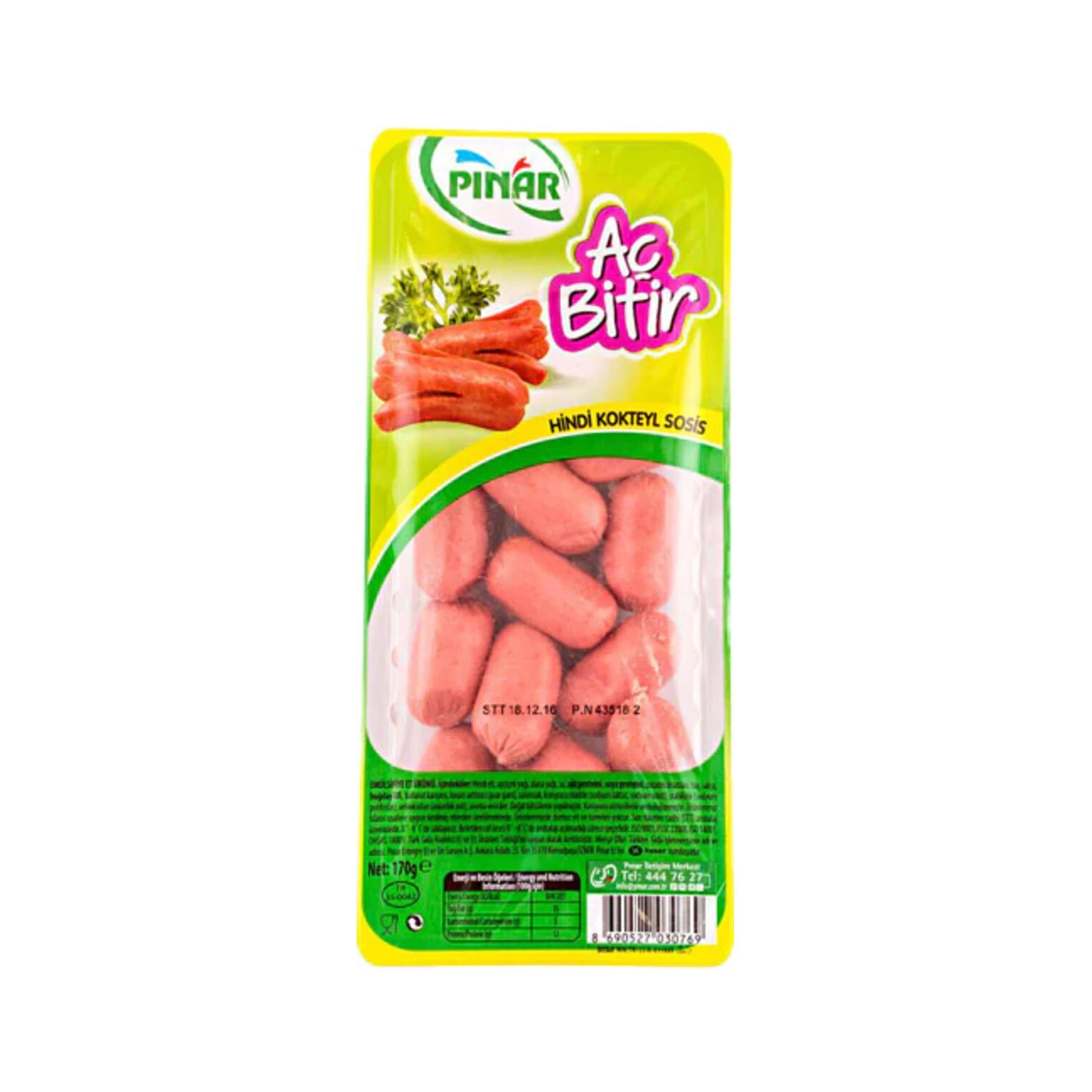 Pınar Aç Bitir Hindi Kokteyl Sosis 170 G