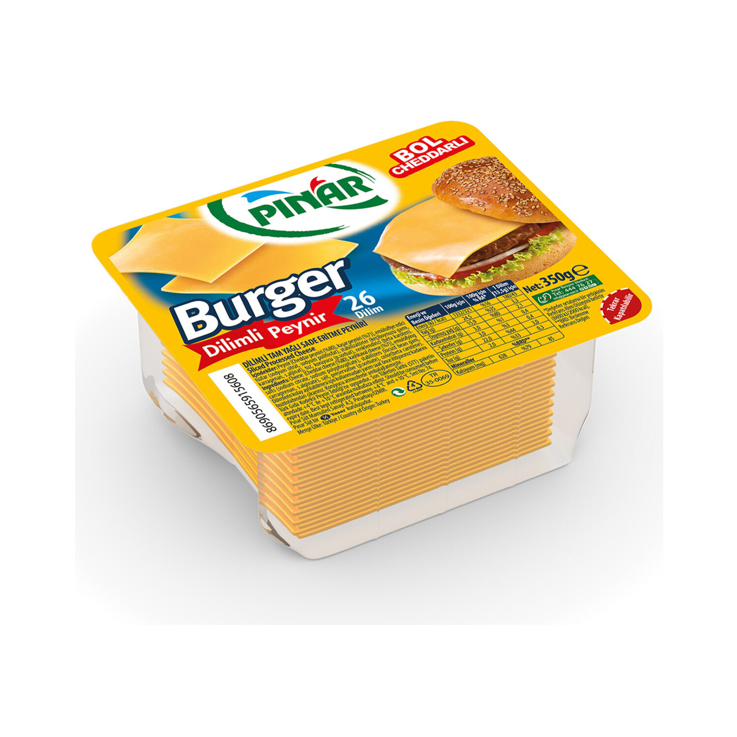 Pınar Burger Peynir Dilimli 350 Gr
