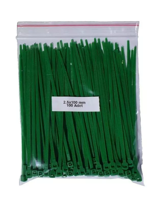 Plastik Kablo Bağı - Açık Yeşil - 2,5mmx100mm-cırt Kelepçe (100 Adet)
