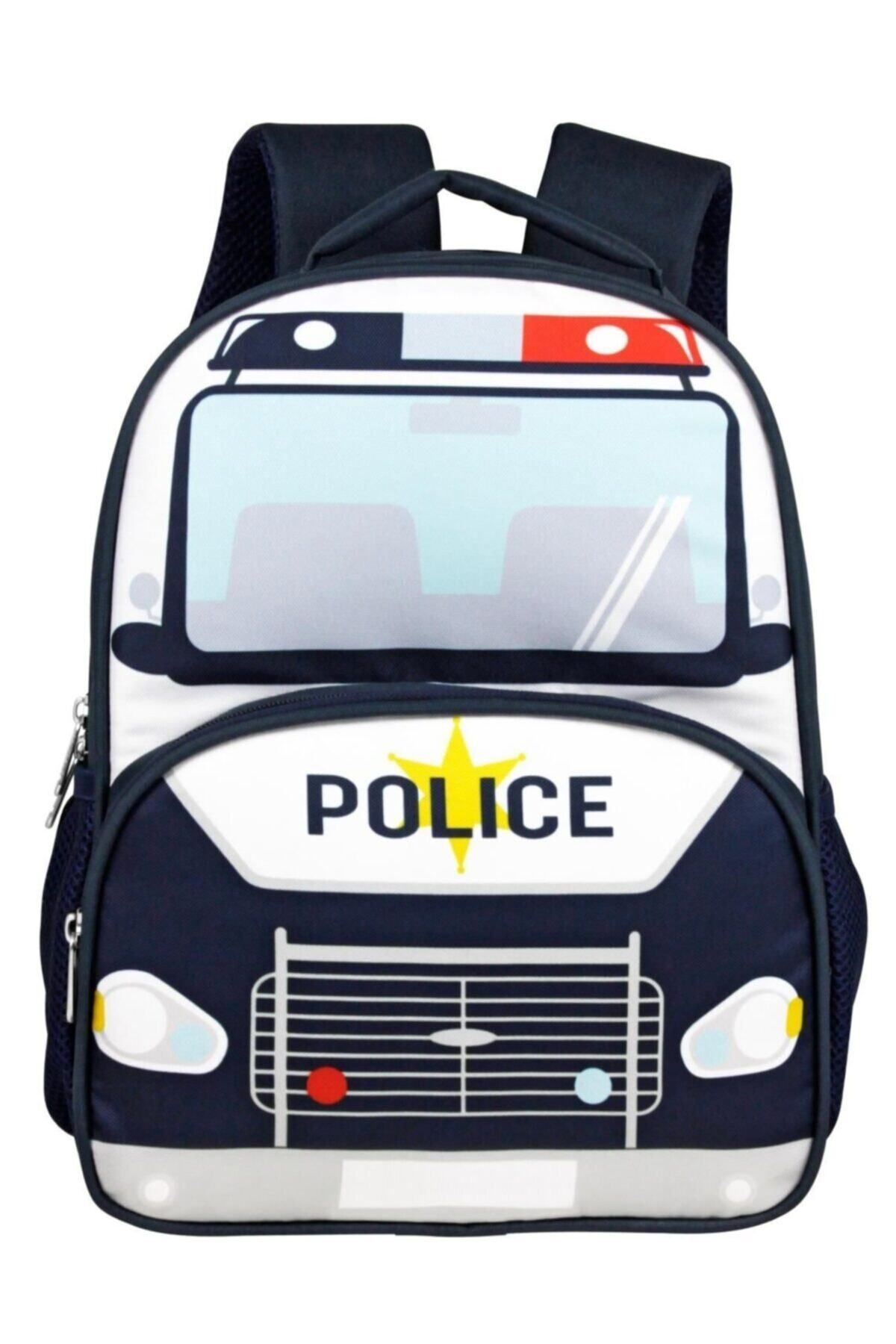 Polis Araba Baskılı Erkek Çocuk Okul Ve Günlük Sırt Çantası