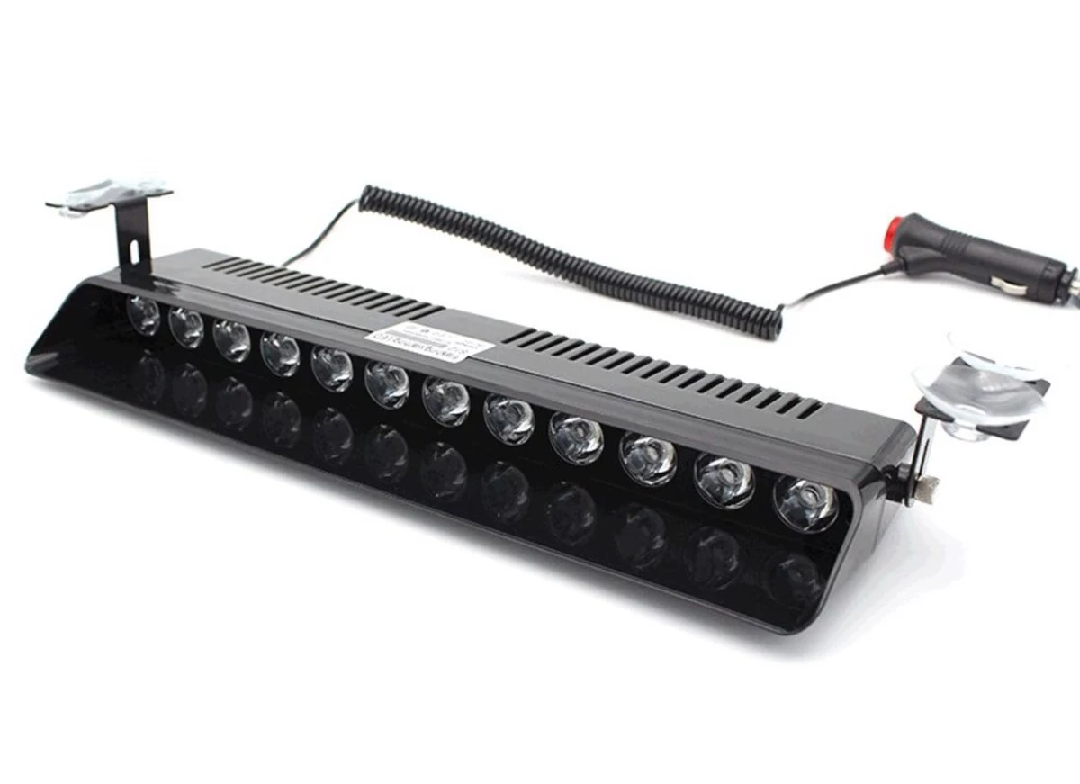S12 12V Çakmaklık Girişli Cam Içi Vantuzlu Polis Çakar Ledi Kırmızı Mavi Beyaz 12 Ledli