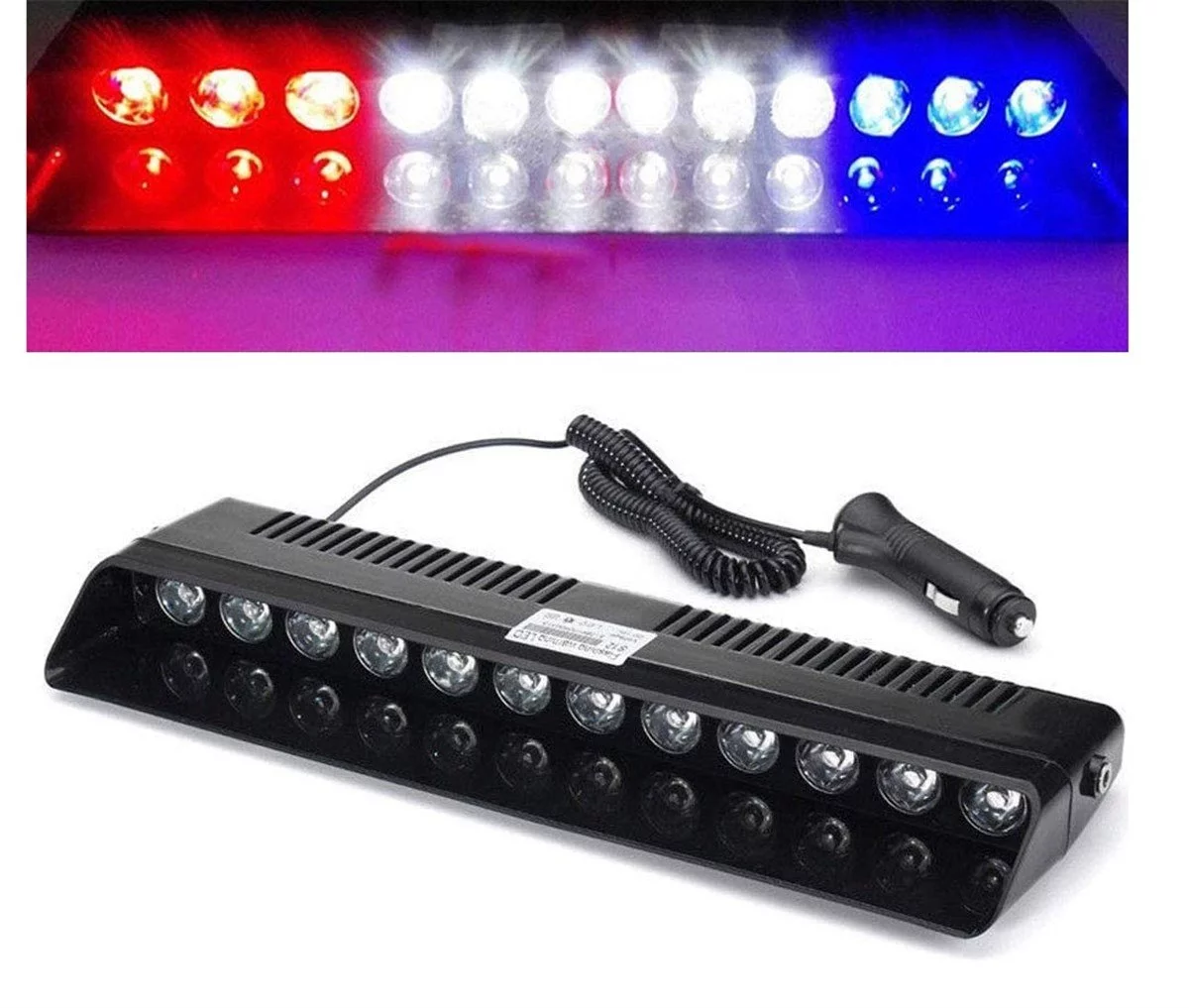 S12 12V Çakmaklık Girişli Cam Içi Vantuzlu Polis Çakar Ledi Kırmızı Mavi Beyaz 12 Ledli