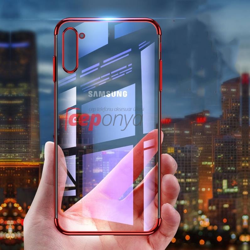 Samsung Galaxy Note 10 Plus Renkli Şeffaf Kamera Korumalı Kılıf