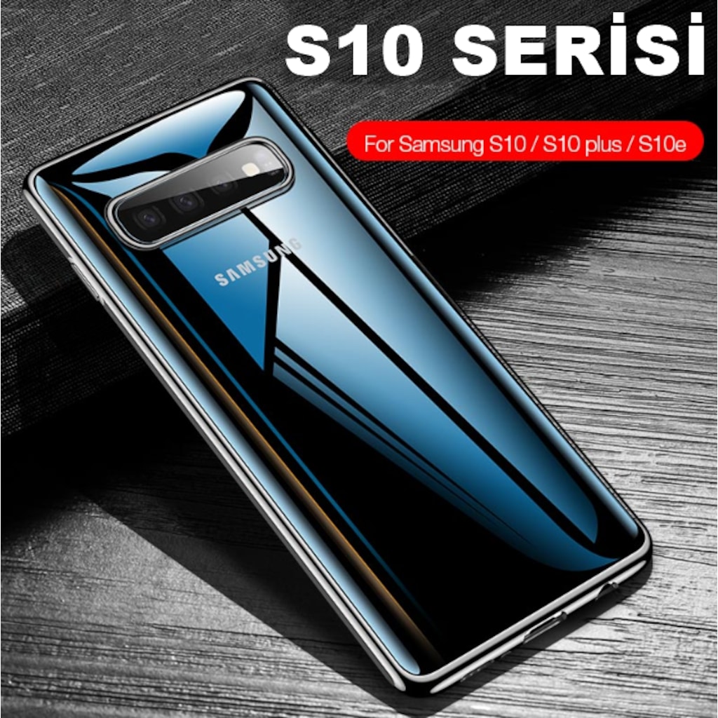 Samsung Galaxy S10 Köşeleri Renkli Şeffaf Kamera Korumalı Kılıf
