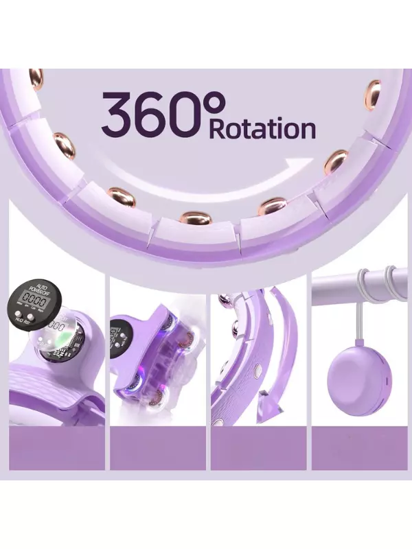 Sayaçlı Smart Hula Hoop,yer çekimi topu ve 360° masaj, 24 parça çıkarılabilir Pilates Çemberi 65-110