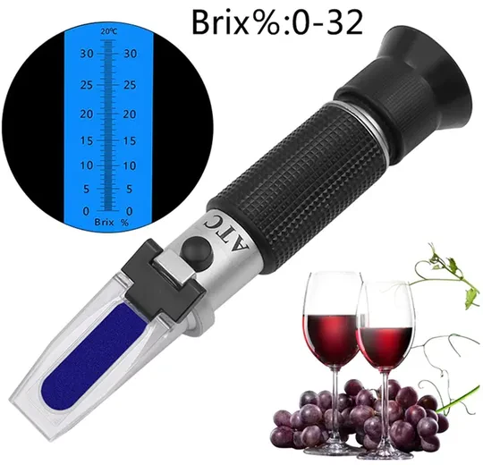 0-32% Brix Refraktometre Şeker Konsantrasyonu Ölçüm Cihazı