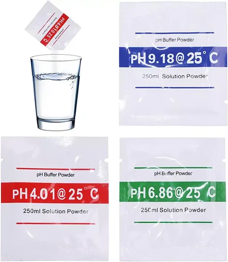 250ml Çözelti pH Kalibrasyon Tozu 3'lü Set 4.00/6.86/9.18 Taşınabilir ph Tampon Kalibre Kiti