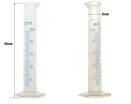 25ml ml Uzun Form Silindir Plastik Polipropilen Mezür Kabartma