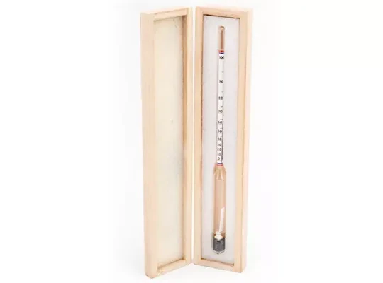 27cm Uzun Form Dansimetre Alkol-metre 0-100 Derece Alkol Oranı Ölçer - Tahta Kutulu