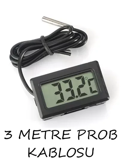 3 METRE Problu Dijital Iç Veya Dış Sıcaklık Ölçer Ev Ve Bebek Odası Termometre -higrometre