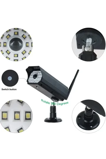 30led Siyah Kamera Görünümlü Solar Hareket Sensörlü Bahçe Duvar Garaj Aydınlatması