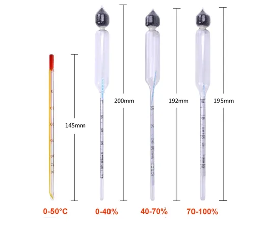 4 Parça Alkol Metre Termometre Seti Etil Alkol-Su Karışımı Test