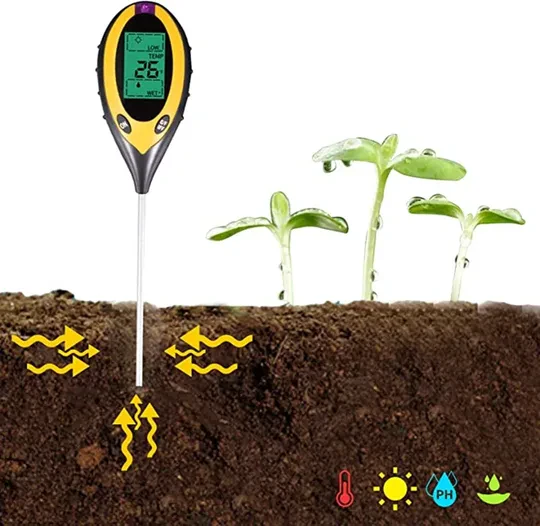 4Lü Toprak pH Ölçer Sıcaklık Ölçer Nem Ölçer Işık Ölçer Pilsiz Toprak Test Aleti