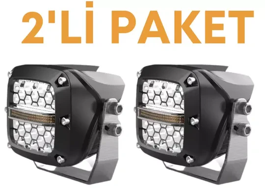 60W Beyaz Turuncu Petek Çalışma Tekne Led Sürüş Lambası Su Geçirmez Off Road Sis Farı