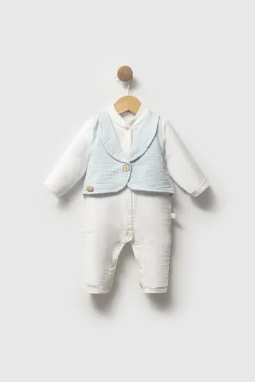 Bebelinna 2770  Muslin Tulum 0-3 / 3-6 Ay Mavi