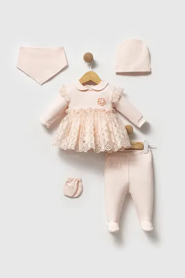 Bebelinna 5449  5'li Penye Zıbın Set 0-3 Ay Somon