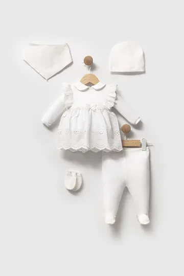 Bebelinna 5501  5'li Penye Zıbın Set 0-3 Ay Krem
