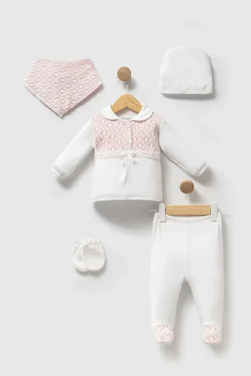Bebelinna 5539  5'li Penye Zıbın Set 0-3 Ay Krem