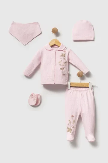 Bebelinna 5550  5'li Penye Zıbın Set 0-3 Ay Pembe