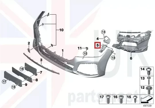 BMW 7 Serisi G11 G12 Tampon Alt Braketi Sol-Sağ 2019- 51117475193 51117475194