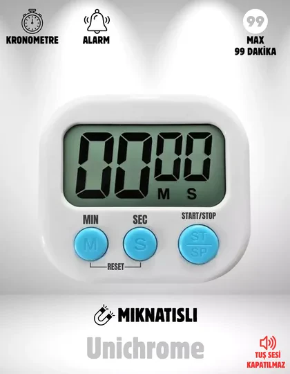 Dijital Ekranlı Alarmlı Mıknatıslı Mutfak Zamanlayıcı Fırın Timer