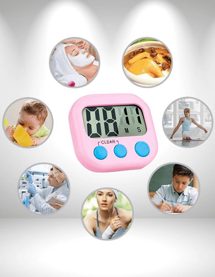 Dijital Ekranlı Alarmlı Mıknatıslı Mutfak Zamanlayıcı Fırın Timer Pembe