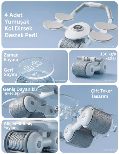 Dijital Ekranlı Çek Bırak - Dirsek Destekli Mekik Aleti - Karın Egzersiz Aleti