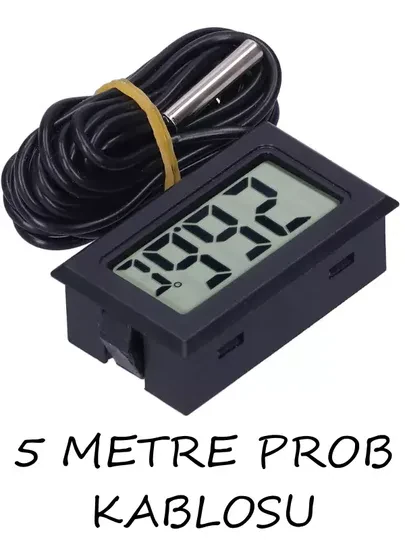 Dijital Iç Veya Dış Sıcaklık Ölçer Ev Ve Bebek Odası Termometre - 5 Metre Problu