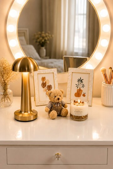 Elieldam Doğum Günü, Özel Gün, Yeni Ev, Yeni İş Hediyesi Şarjlı Masa Lambası, Çerçeve ve Soya Wax Mumlu Hediye Seti