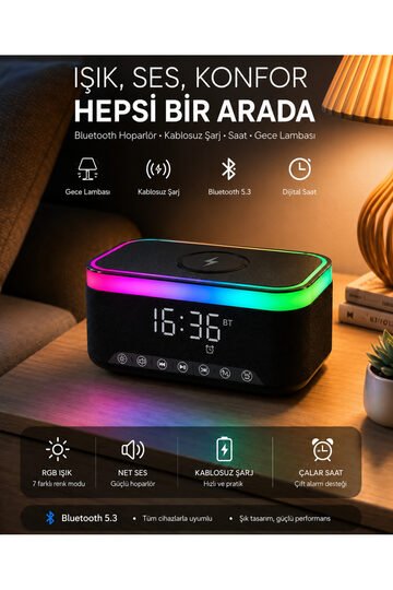 Elieldam Doğum Günü, Özel Gün, Yeni İş Hediyesi Alarmlı Saat Hoparlör, Powerbank lı Masa Lambası, Kitap ve Kalem Seti 5li Hediye