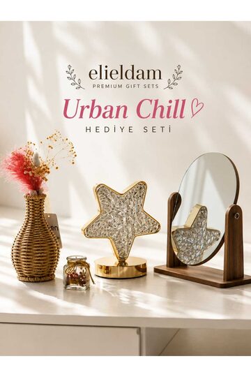 Elieldam Doğum Günü, Özel Gün, Yeni İş, Yeni Ev Hediyesi Rattan Vazo, Jel Mum, Ahşap Ayna ve Masa Lambası Seti