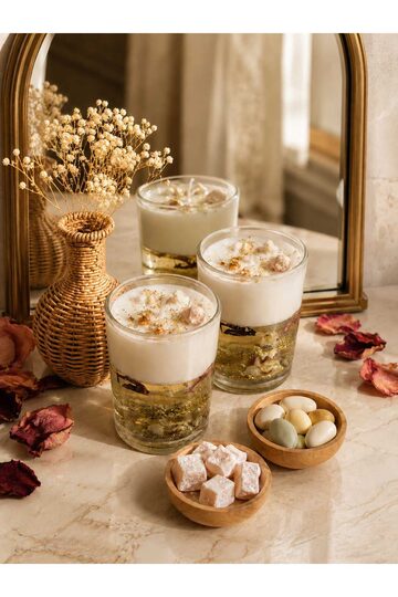 Elieldam Doğum Günü, Özel Gün, Yeni İş, Yeni Ev Hediyesi Rattan Vazo, Jel Soya Mum ve Ahşap İkramlık Seti