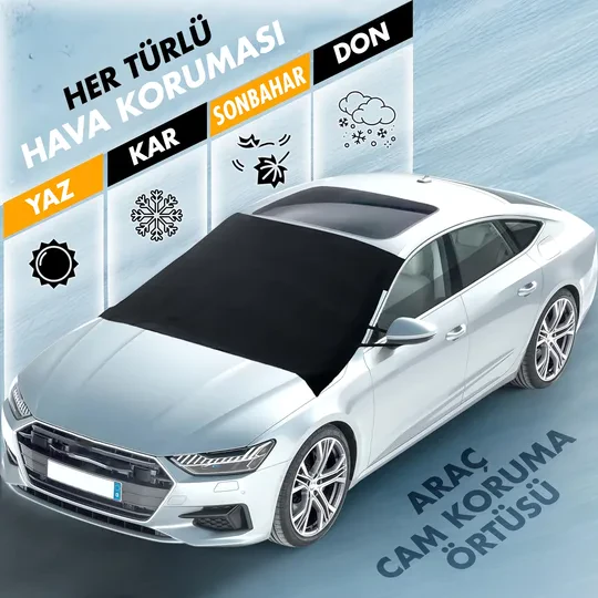 Haegs Buz ve Kar Önleyici Araç Ön Cam Örtüsü Brandası | Ağır Hizmet Tipi 600D Oxford Kumaş | Arabalar, SUV`lar, Kamyonetler İçin Oto Ön Cam Koruyucu Güneşlik | Don Örtüsü (185x109cm) XL - Siyah