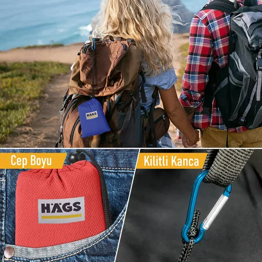 Haegs Cep Yer Örtüsü, Piknik Örtüsü Kamp Matı, Plaj Yer Örtüsü, Su Geçirmez, Kum Tutmaz, Hızlı Kurur, Hafif, Katlanabilir İnce Zemin Örtüsü Outdoor Açık Hava Kamp Yürüyüş Seyahat için - El Askılı - 180-150cm - Gri