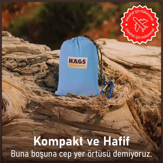 Haegs Cep Yer Örtüsü, Piknik Örtüsü Kamp Matı, Plaj Yer Örtüsü, Su Geçirmez, Kum Tutmaz, Hızlı Kurur, Hafif, Katlanabilir İnce Zemin Örtüsü Outdoor Açık Hava Kamp Yürüyüş Seyahat için - El Askılı - 180-150cm - Gri