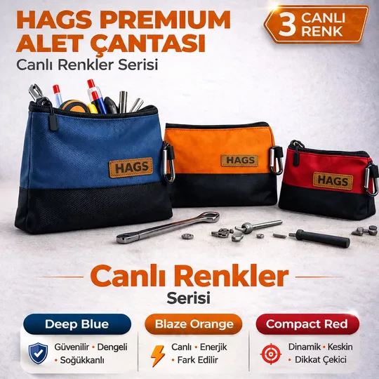 HAEGS Fermuarlı Küçük Alet Çantası, Oxford Kumaş, Karabina Kancalı, Su Geçirmez Dik Durabilen Çok Amaçlı Alet Takım Organizer Düzenleyici Saklama Çantası, Ağır Hizmet Tipi (3`lu Karışık Boy - Mavi)