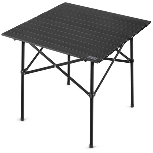 Haegs Güçlendirilmiş Alüminyum Katlanır Kamp Masası, Katlanabilir Outdoor Masa, Piknik Masası, Menteşeli Sistem, Dayanıklı Sağlam Gövdeli Kamp Masası, Taşınabilir Hafif, 3-4 Kişilik, 70x70x60cm Siyah
