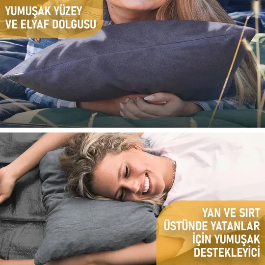 Haegs Kamp Yastığı, Seyahat Yastığı, Silikon Elyaf Dolgulu Hafif Küçük Yastık, Orta Sertlikte, Nefes Alabilir Kılıf, Kamp, Uçak ve Araba İçin İdeal 30x45cm Flanel Yeşil