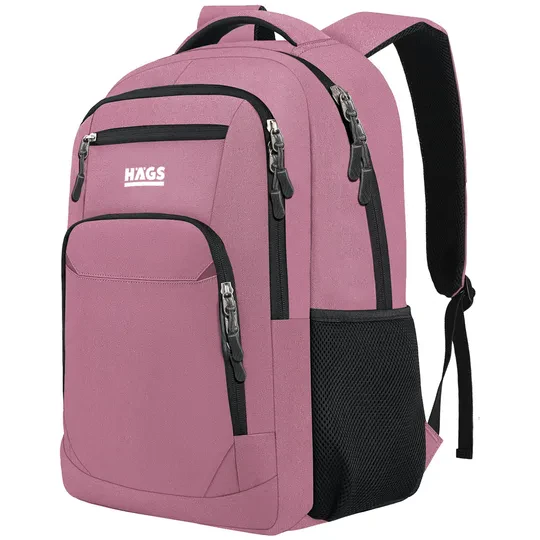 Haegs Laptop Sırt Çantası, Multi Cepli İş Seyahat Çantası, Dizüstü Bilgisayar Sırt Çantası, Suya Dayanıklı, Kolej Bilgisayar Çantası, Kadınlar ve Erkekler İçin Çok Bölmeli Organizer Çanta - Pembe